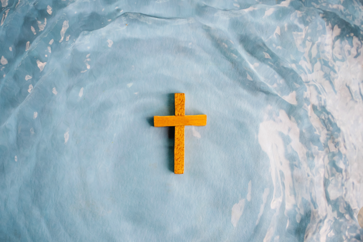 Cross in a body of water